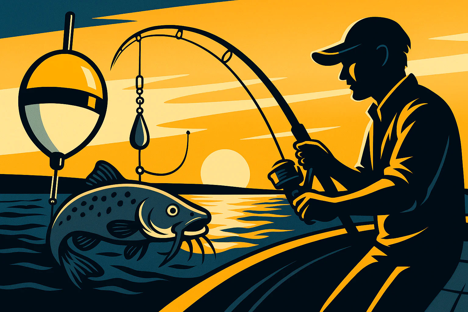 bobber in the center and fishing poles on each side Hi-Tech Ice Rod Spring Bobbers Bobbs Revolution X NEW 3 Fishing Pole Standing Upright Reel