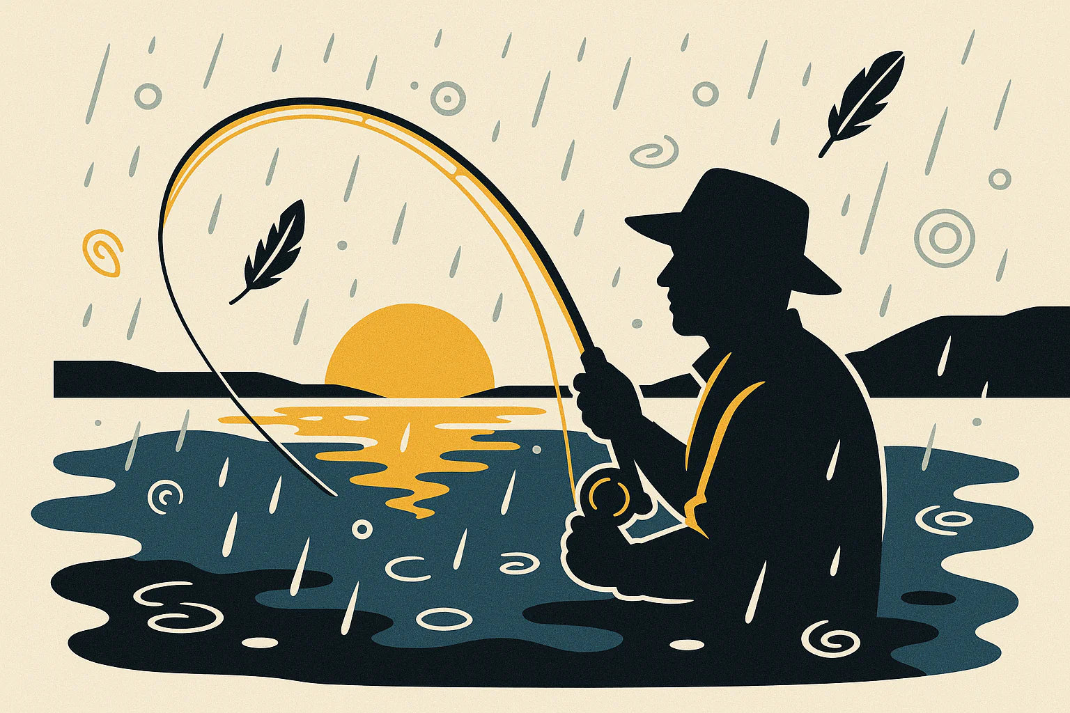 fly fishing rain