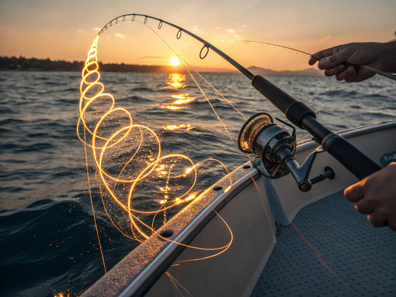braided fishing line spooling technique with hand pressure guide
