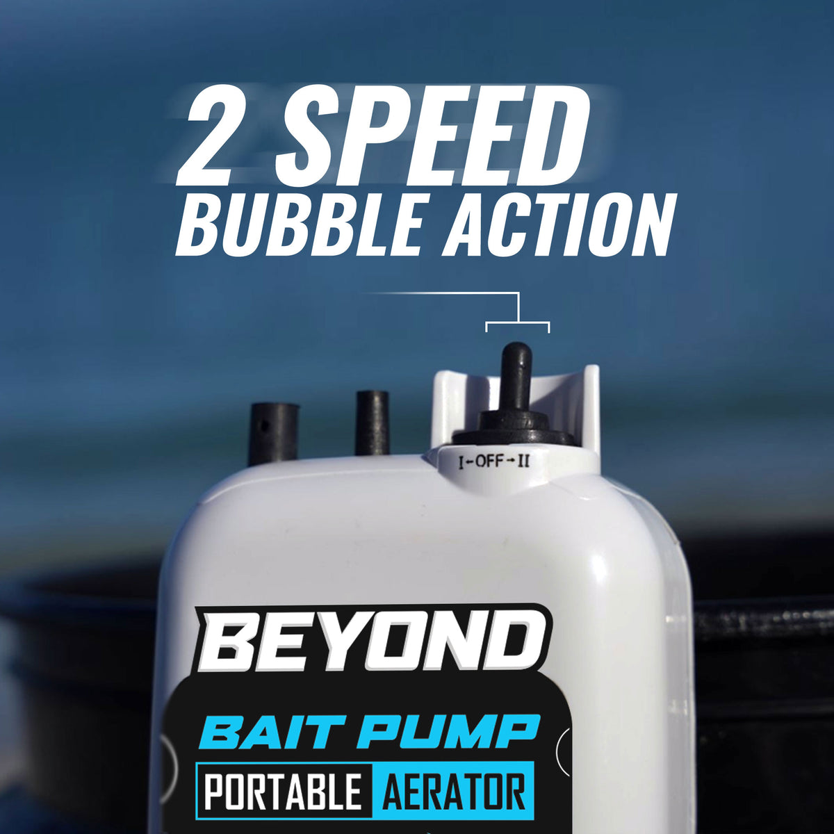 Beyond Bait Pump Portable Live Bait Aerator - Long Lasting Battery Powered Bubbler -Water Resistant Design- XL Air Stone Keep Your Bait Alive Longer