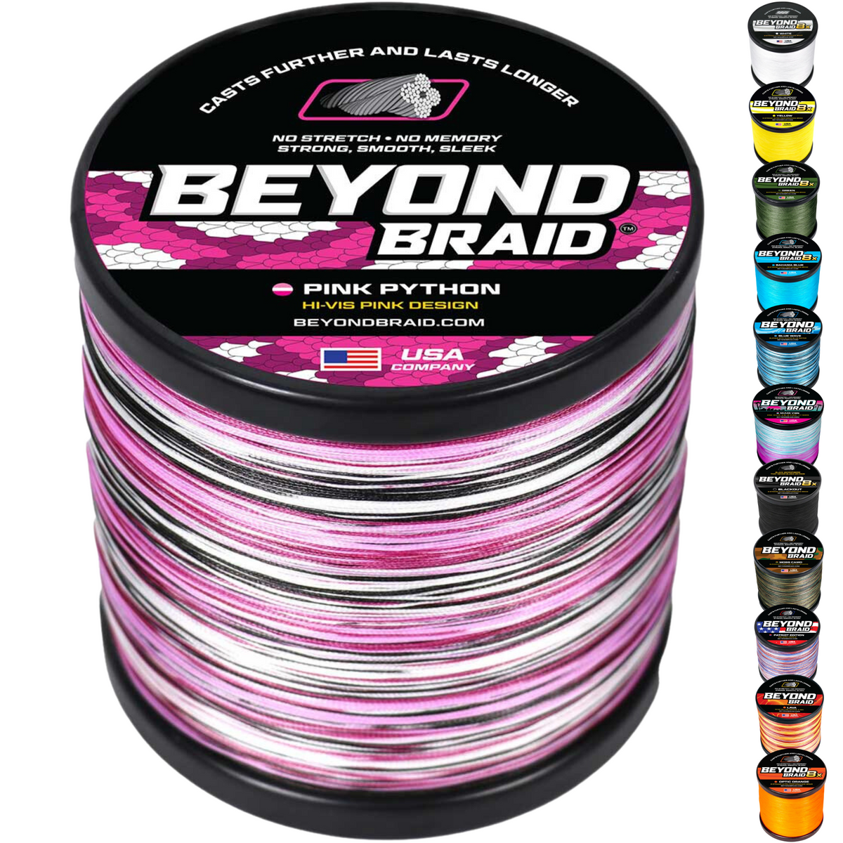 hi vis braided fishing line Pink Python Hi-Vis Braid 300 Yards / 20LB