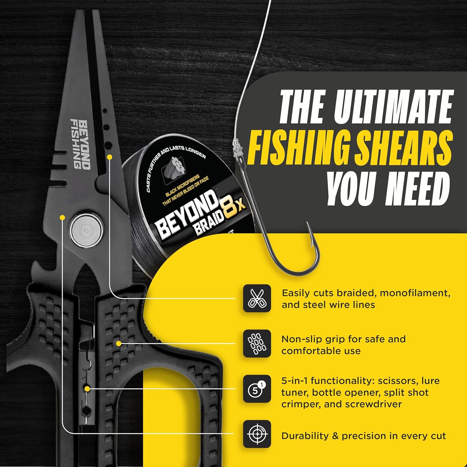 Beyond Fishing Voyager Bundle - Tackle Backpack, Hook Remover & Titanium Line Shears (Black)