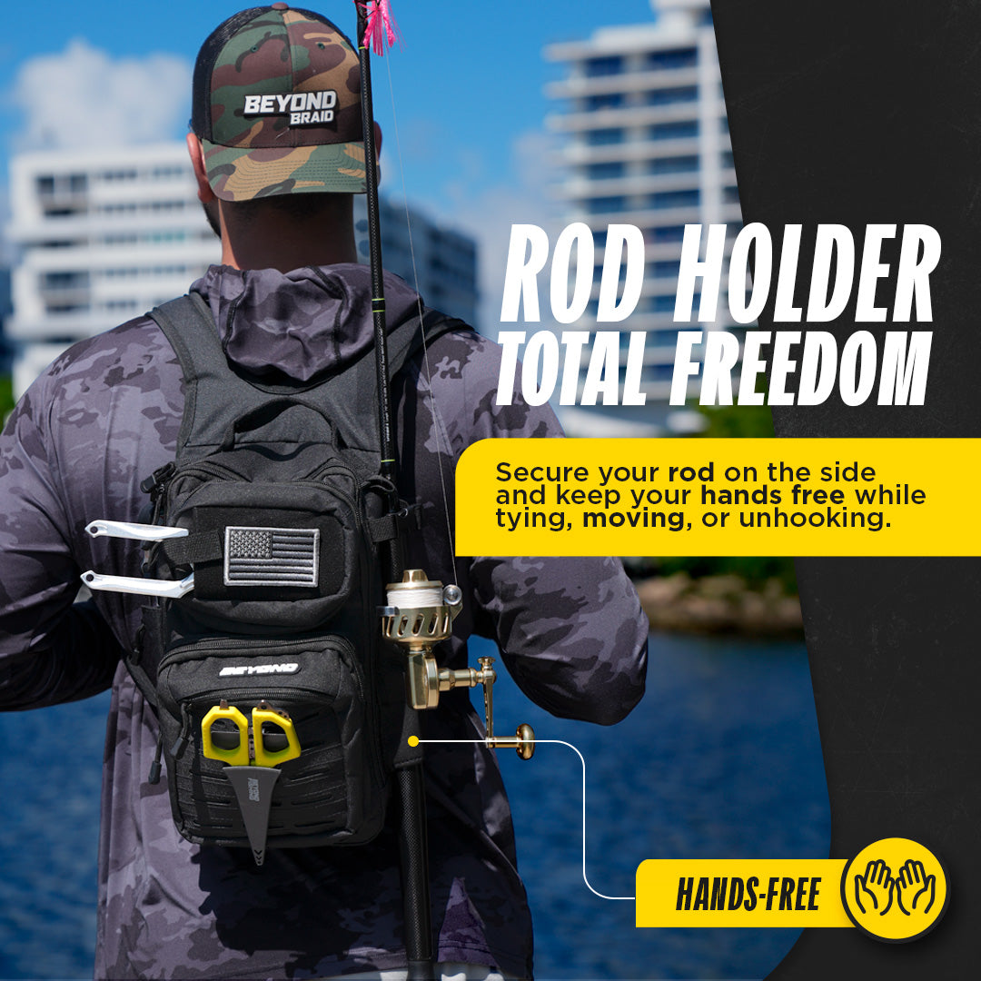 Beyond Braid Ultimate Bundle – All Black Voyager Tackle Backpack & 6.5" Black Pro Fishing Shears for Serious Anglers