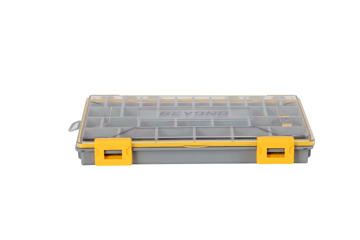 Beyond Fishing DryLock Waterproof Tackle Box, Watertight 3600 &amp; 3700 Tackle Trays with Dual-Latch Seal, Adjustable Removable Dividers &amp; Anti-Rust Desiccant, Lure &amp; Terminal Tackle Organizer