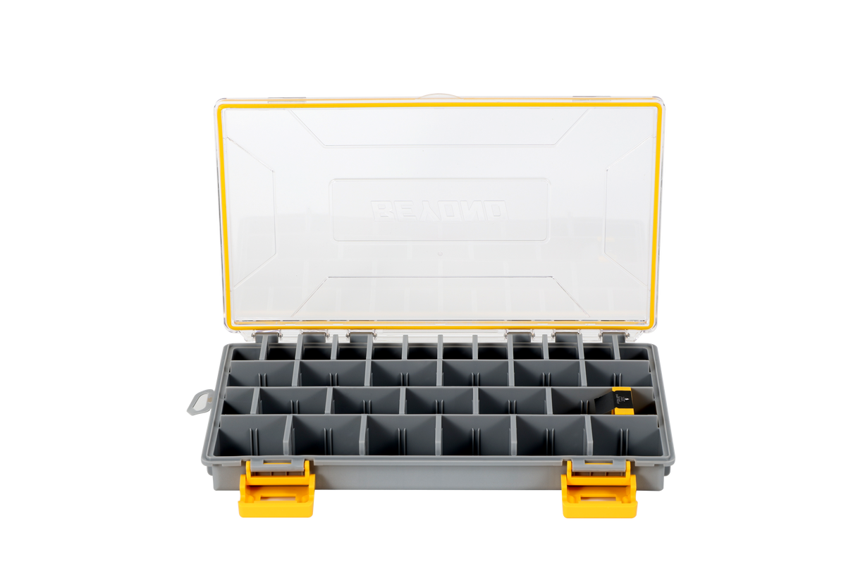 Beyond Fishing DryLock Waterproof Tackle Box, Watertight 3600 &amp; 3700 Tackle Trays with Dual-Latch Seal, Adjustable Removable Dividers &amp; Anti-Rust Desiccant, Lure &amp; Terminal Tackle Organizer