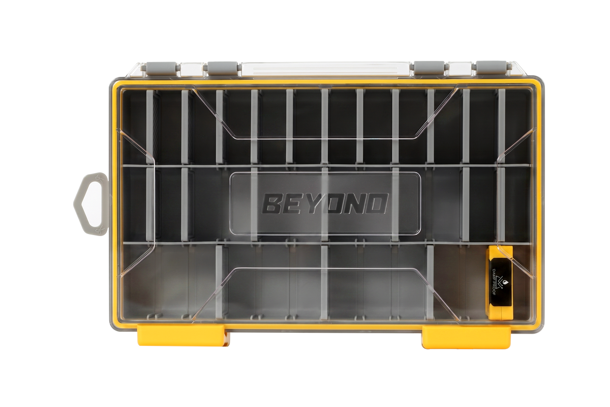 Beyond Fishing DryLock Waterproof Tackle Box, Watertight 3600 &amp; 3700 Tackle Trays with Dual-Latch Seal, Adjustable Removable Dividers &amp; Anti-Rust Desiccant, Lure &amp; Terminal Tackle Organizer