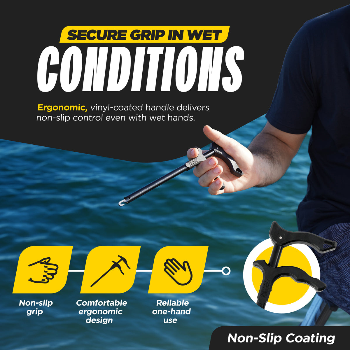 Beyond Fishing Hook Remover Tool - 10.5 Inch Long-Reach Fish Dehooker with T-Handle Grip