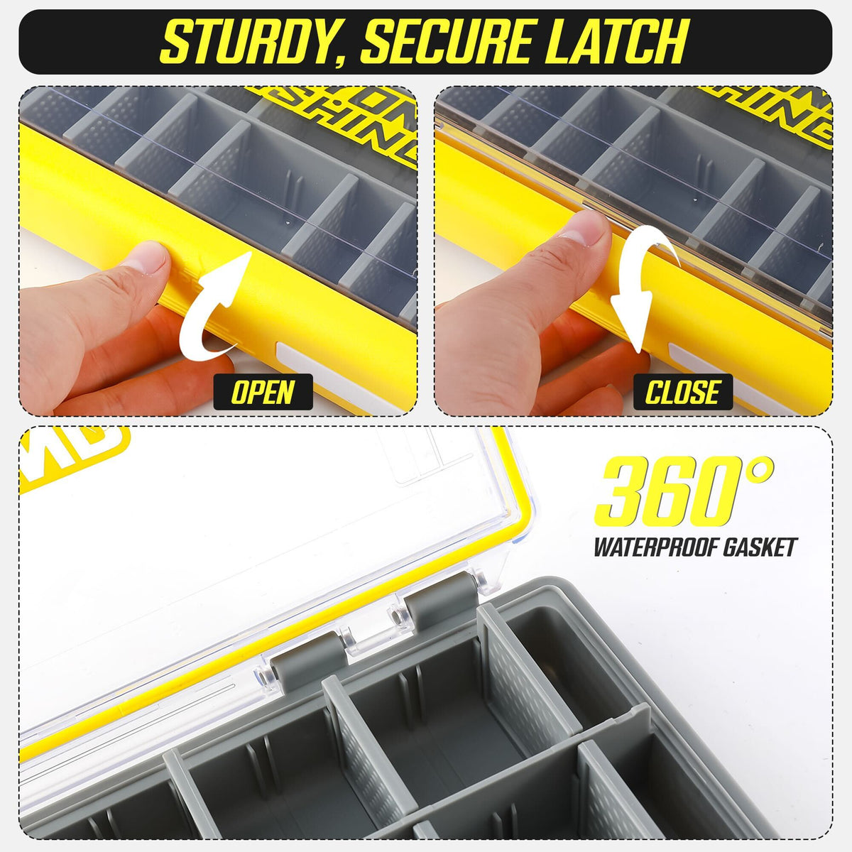 thumbnail image 2 of Fishing Tackle Storage Hard Case 2 Sided Storage Trays Handle Portable Plastic Organizer Box 2 of 13