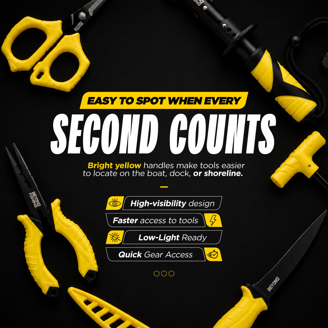 Beyond Braid Fishing 5-Piece Fishing Tool Kit - Pliers, Fillet Knife, Hook Remover, Lip Gripper, and Braid Scissors