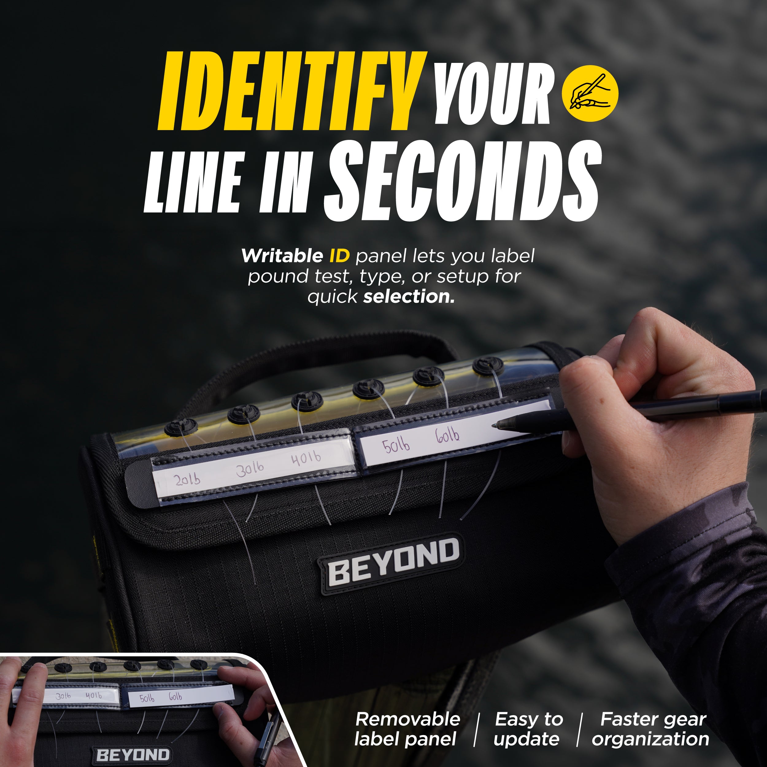 Beyond Fishing Line Storage Bag – Tangle-Free Line Management Bag with Built-In Dispenser, Fishing Spool Bag with Writable ID Panel