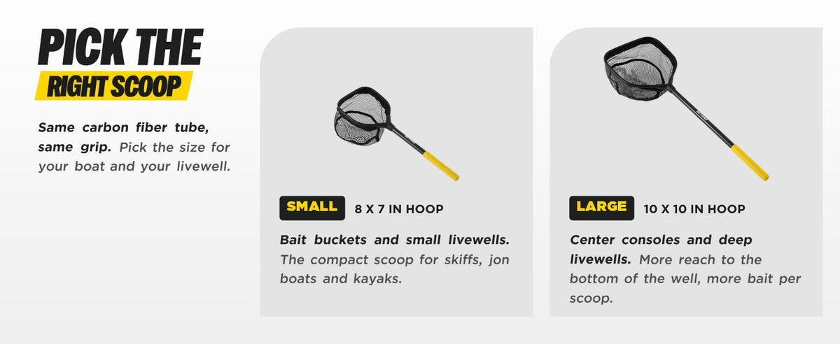 Beyond Fishing Carbon Fiber Bait Net, Speed Scoop Minnow Dip Net, Livewell