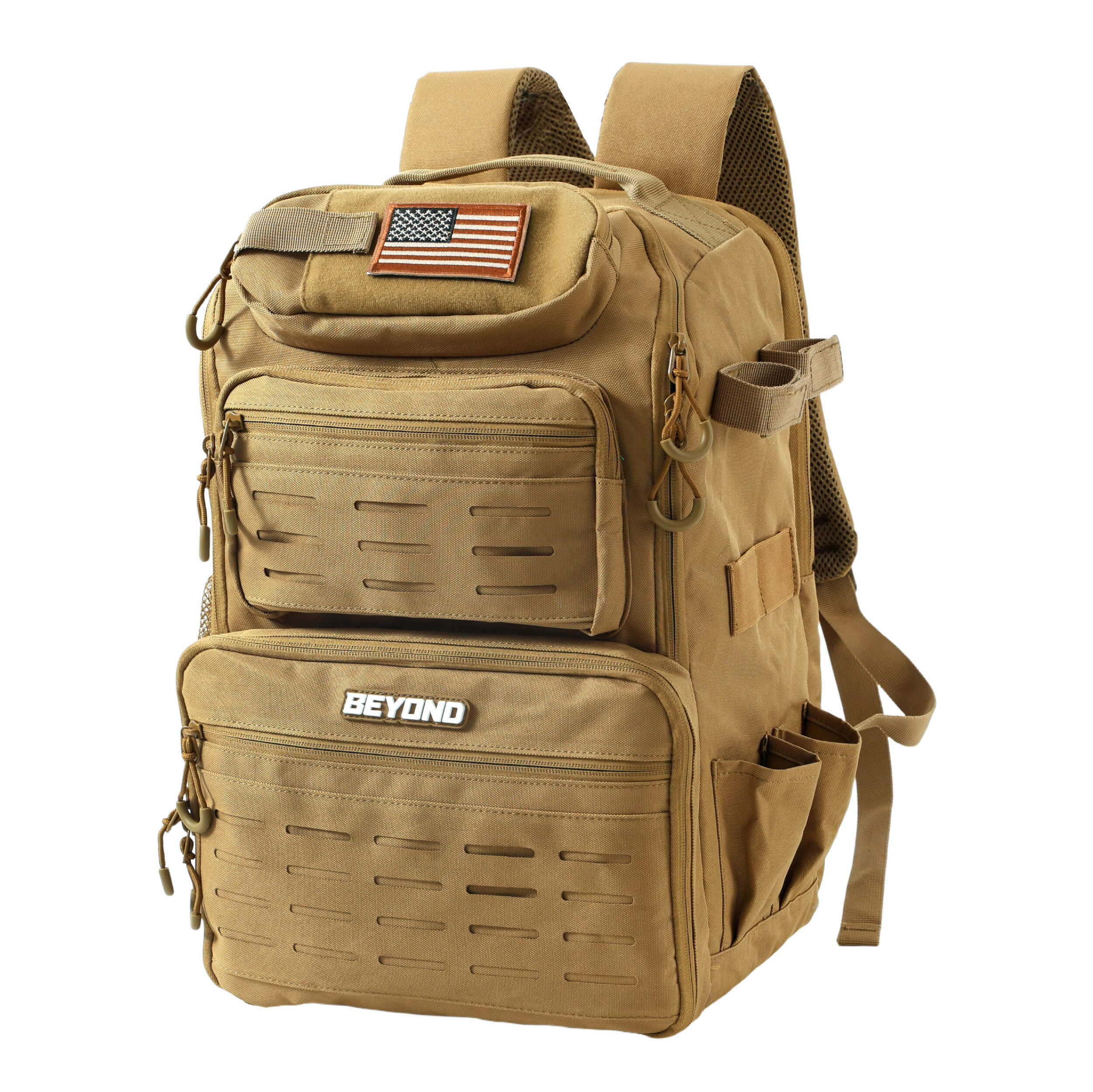 Beyond Fishing Tackle Backpack with Rod Holders, 40L Water-Resistant Canvas, MOLLE System & Plier Slot – With or Without 3600 Tackle Boxes, Black or Tan