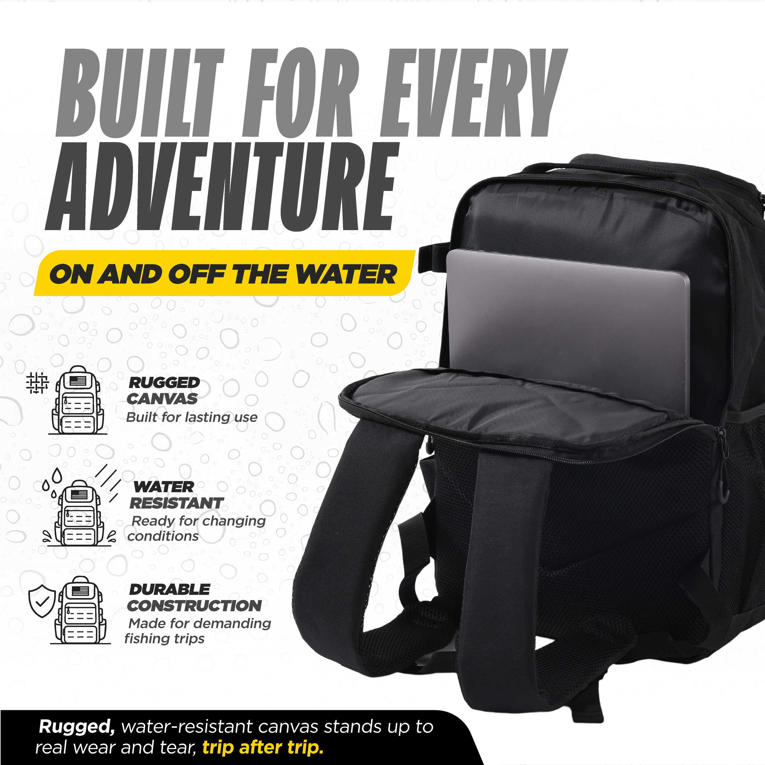 Beyond Fishing Tackle Backpack with Rod Holders, 40L Water-Resistant Canvas, MOLLE System & Plier Slot – With or Without 3600 Tackle Boxes, Black or Tan