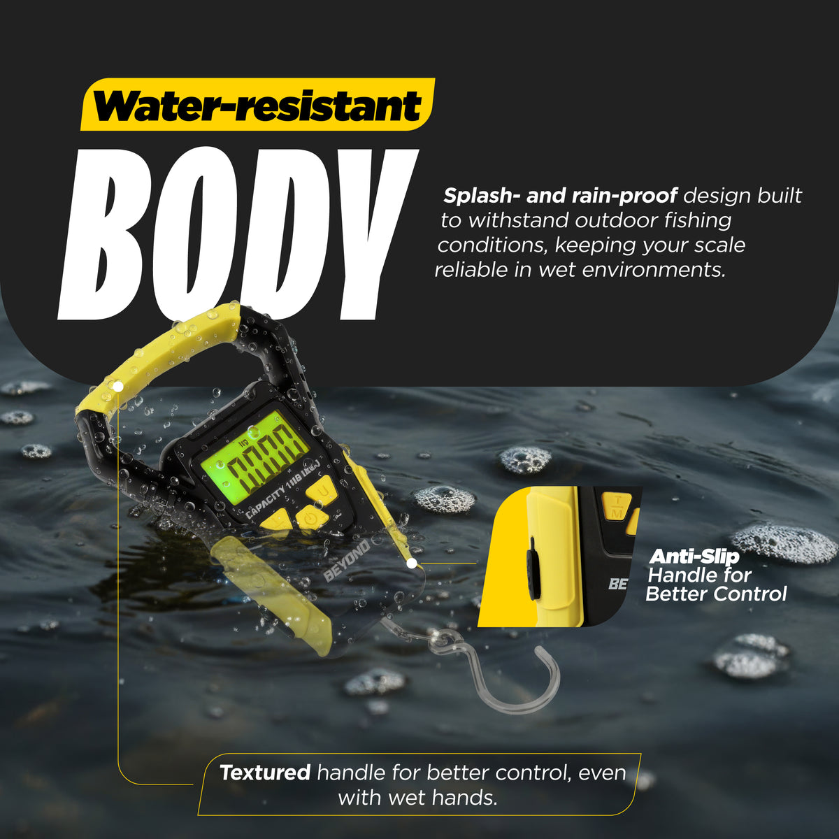 Beyond Fishing Digital Scale with Built-In Tape Measure – Weighs Up to 110lbs