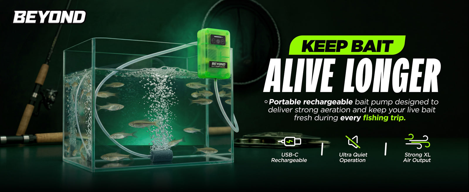 Beyond Bait Pump Rechargeable Glow Aerator
