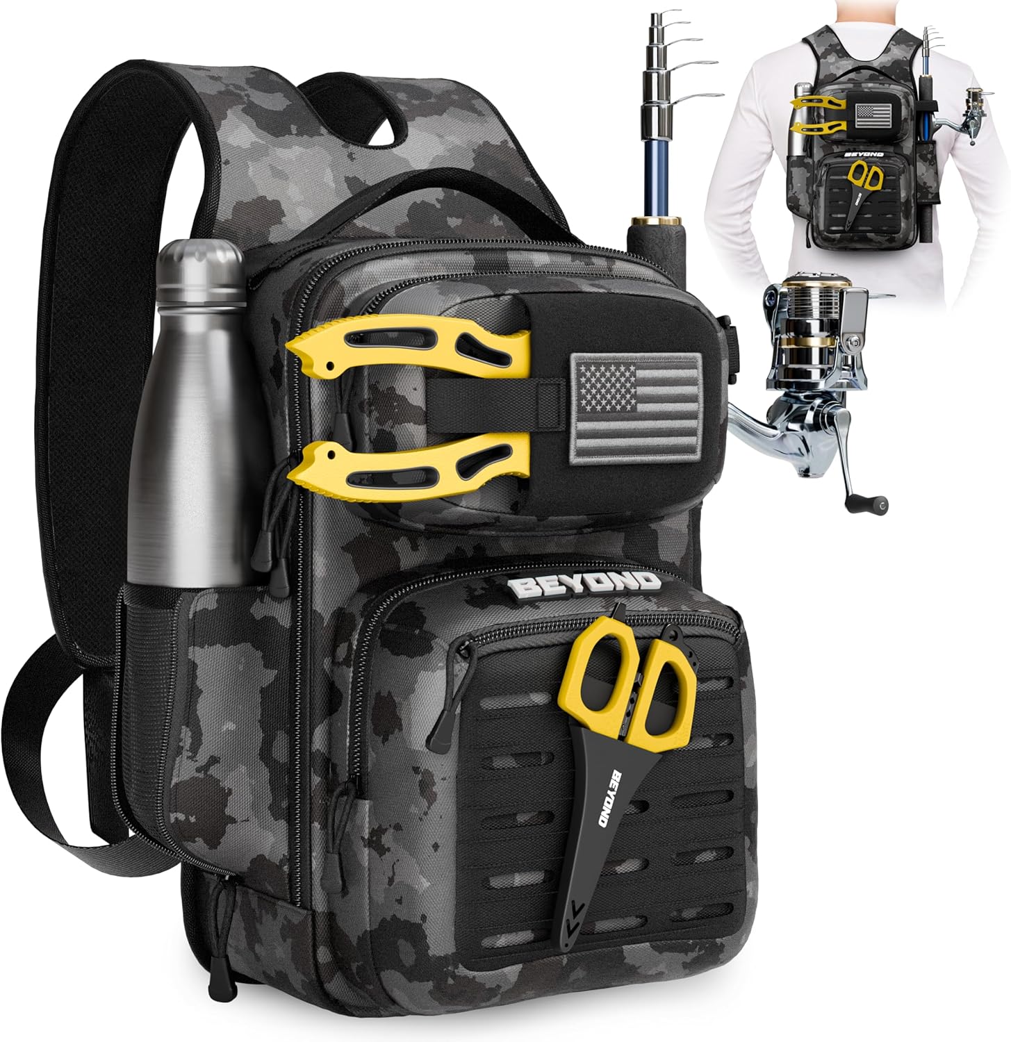 Beyond Fishing Voyager Bundle - Tackle Backpack, Hook Remover & Titanium Line Shears (Black)