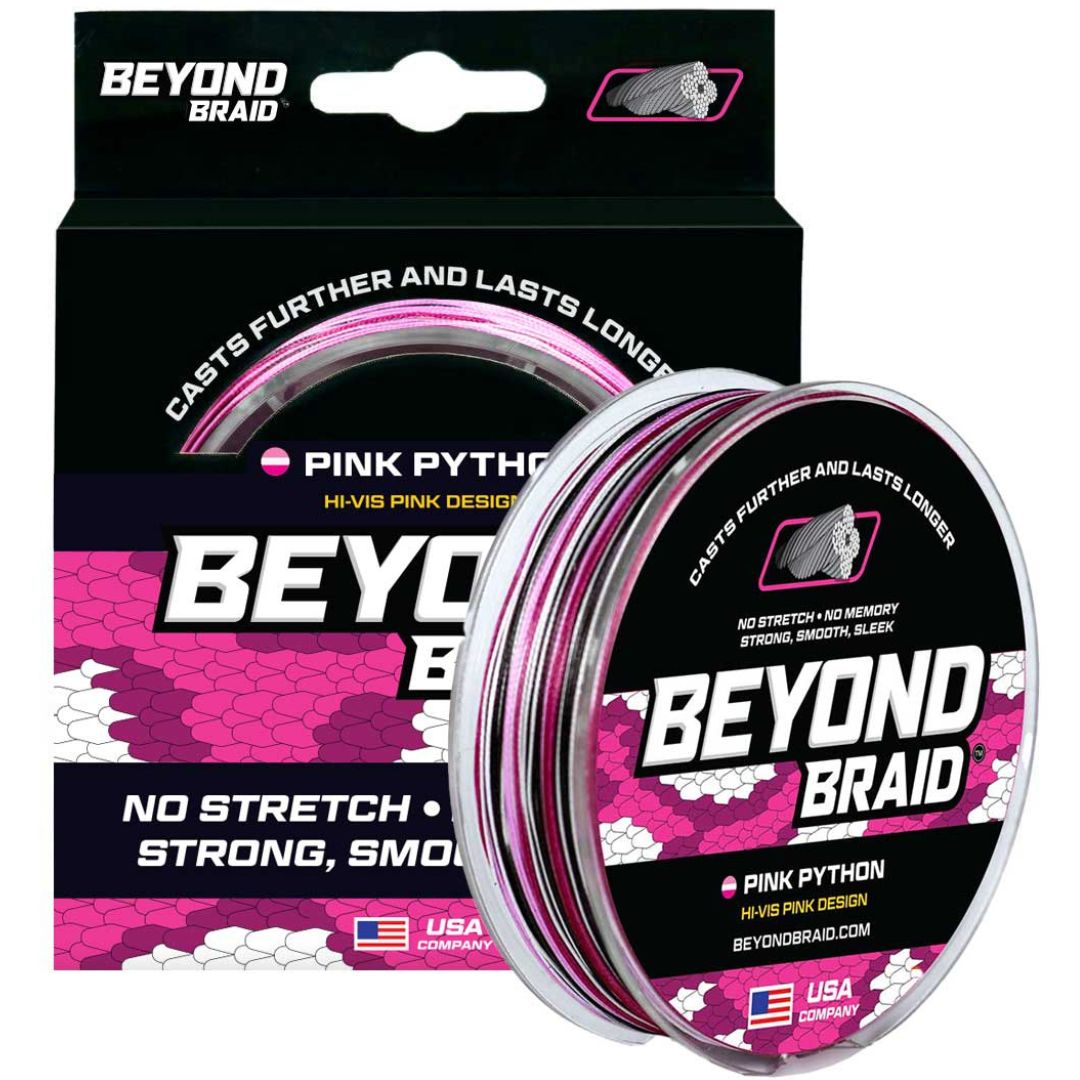 best hi vis braided fishing line Pink Python Hi-Vis Braid 300 Yards / 20LB