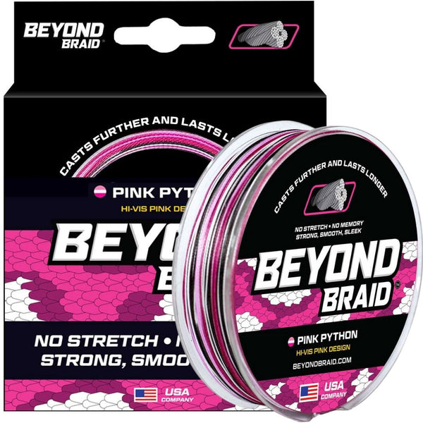 hot pink braided fishing line Reaction Tackle - Available in 1503000 yards and 6300 lb test. Pink Python Hi-Vis Braid
