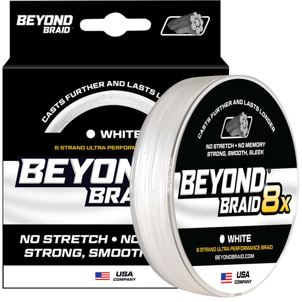 beyond braid braided fishing line White 8X- Ultra Performance 8 Strand